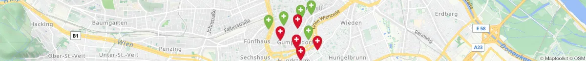 Kartenansicht für Apotheken-Notdienste in der Nähe von 1060 - Mariahilf (Wien)